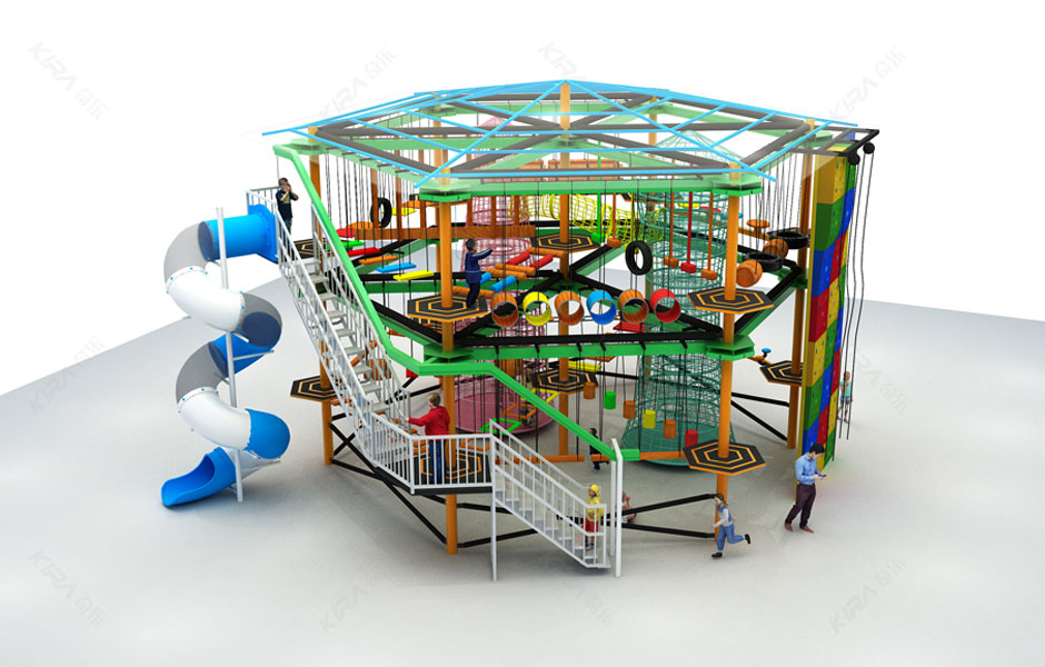 Environmental protection aerial adventure park indoor ropes course